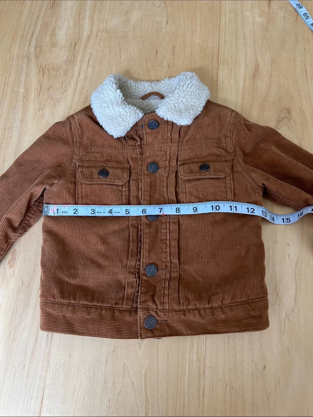 GAP Kids Rust Brown Corduroy Jacket with Cream Sherpa Collar